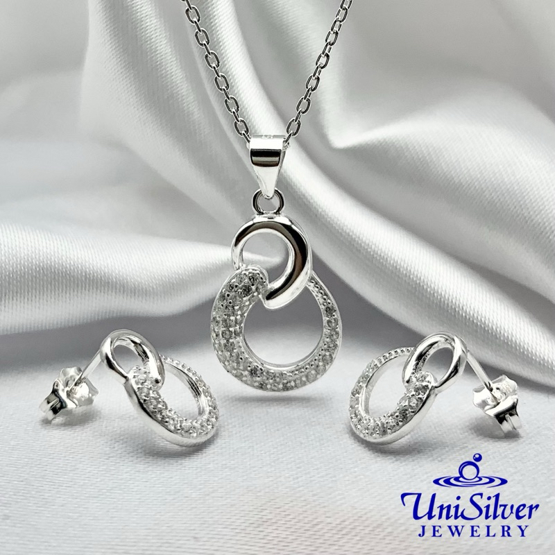 Unisilver 925 Sterling Silver Interlocking Set Of Jewelry (SETS15-1018 ...