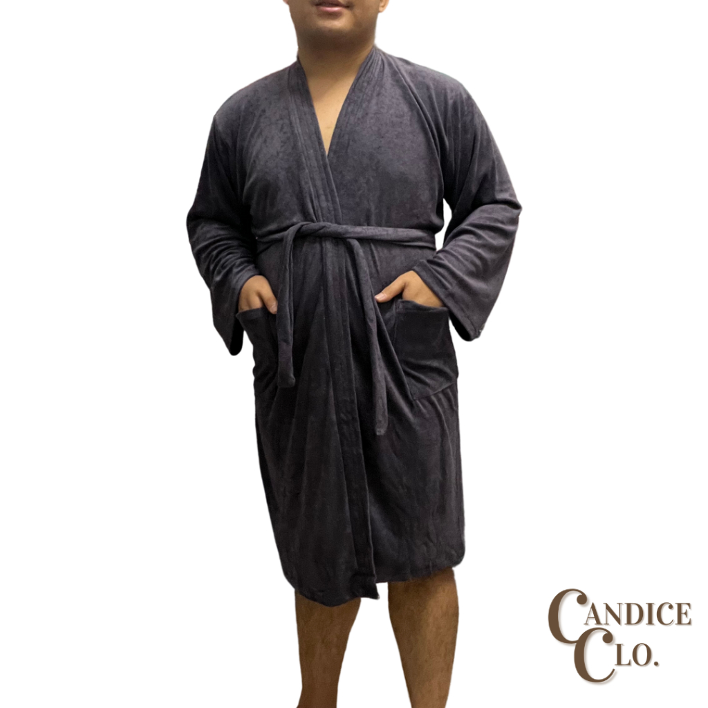 Men's Bath Robe Long Sleeve With Pockets Towelette Plus Size Shopee Philippines