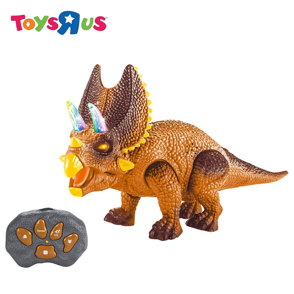 Stomp and Chomp Remote Controlled Walking Triceratops (With Lights and ...