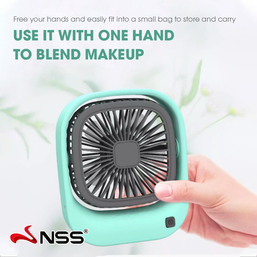 NSS Mini Desk Fan Angle Adjustable 5 Blades USB Rechargeable Fan Office ...