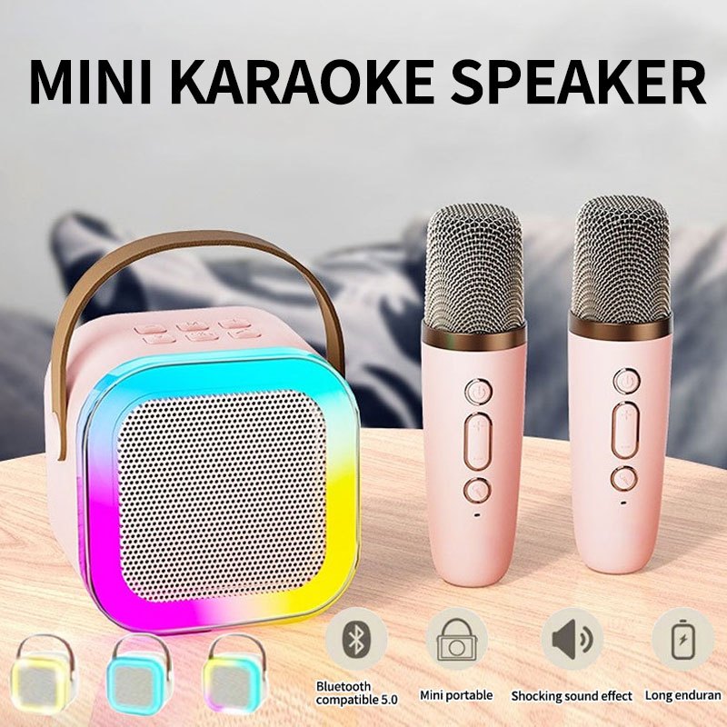 Mini Karaoke Wireless Audio Speaker Bluetooth Microphone Portable Home ...