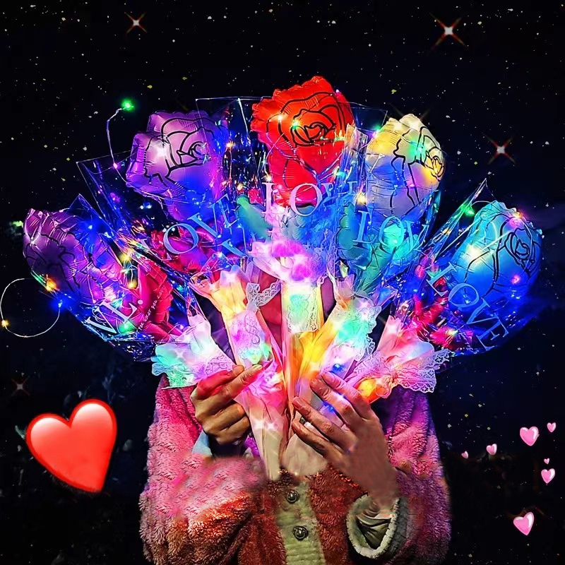 Rose Bouquet of Flowers Balloon DIY Mothers Day Gift With LED Lights ...