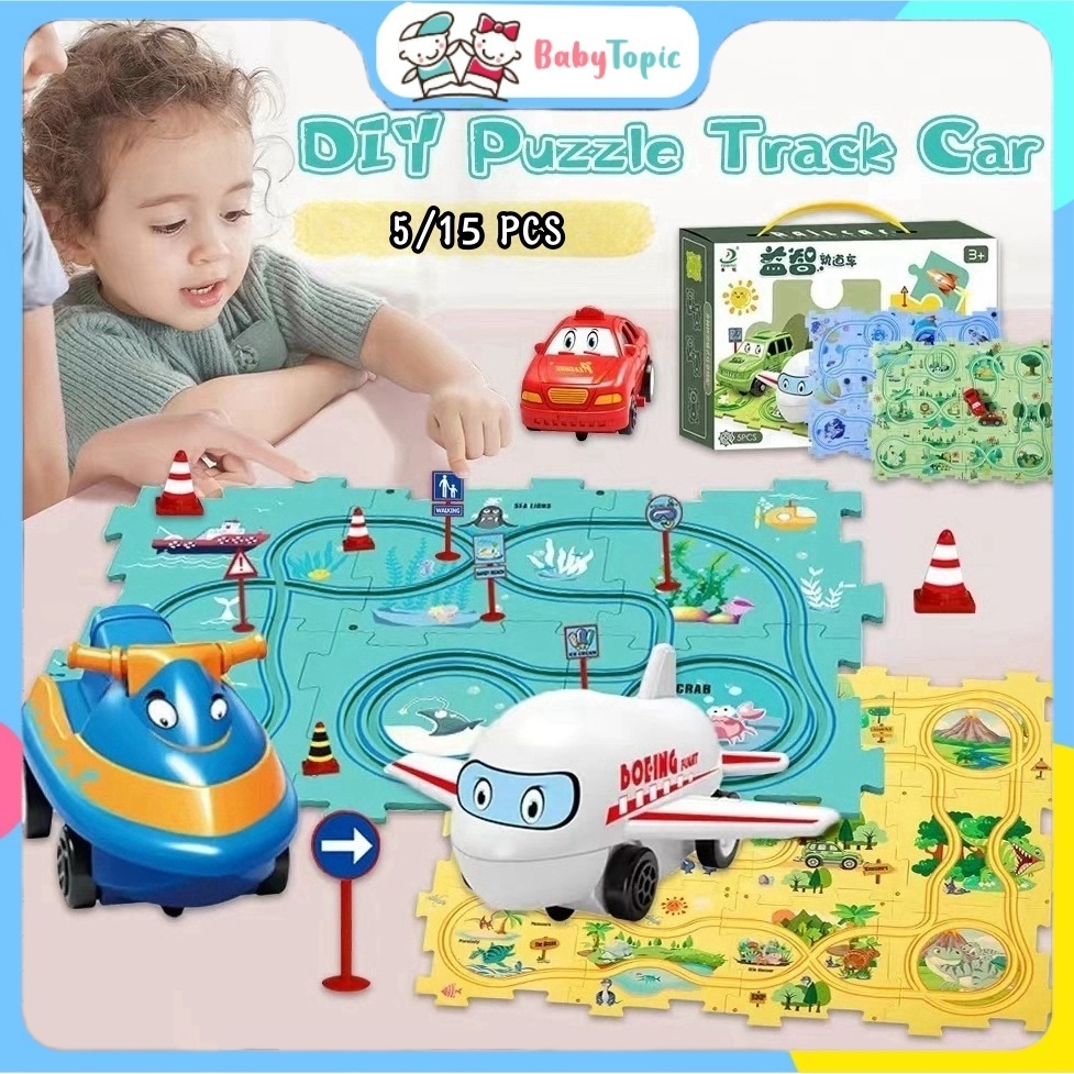 Kids Electric Car Toy Set DIY Jigsaw Puzzle Assembly Rail Car Toys ...
