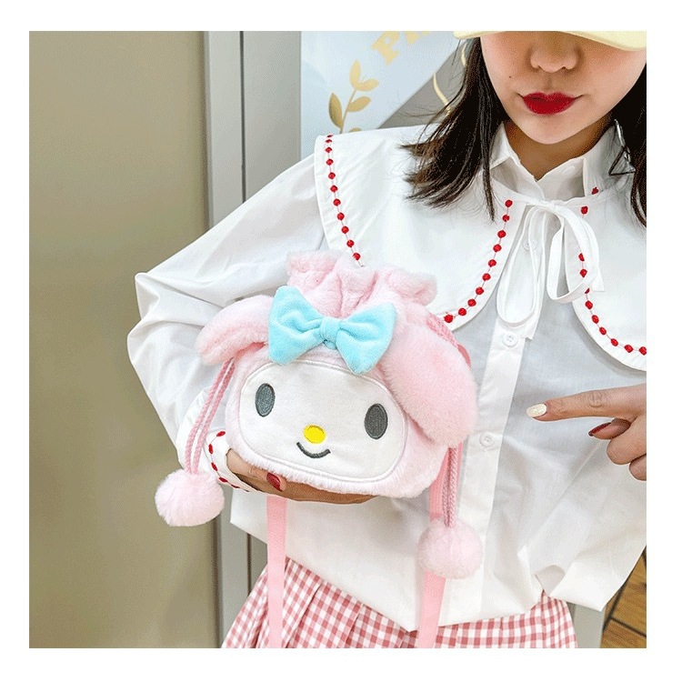 Cute Plush Handbag Kawaii Bag With Straps For Girl Kuromi Melody ...