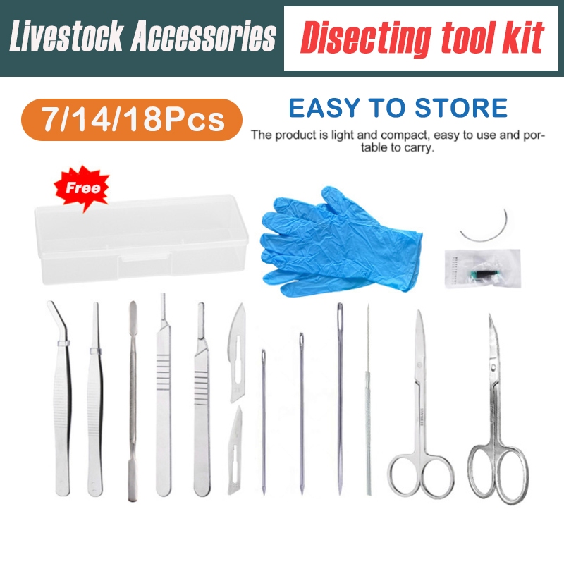 7Pcs Farm Animal Dissecting Kit Stainless Steel Dissector Microscope