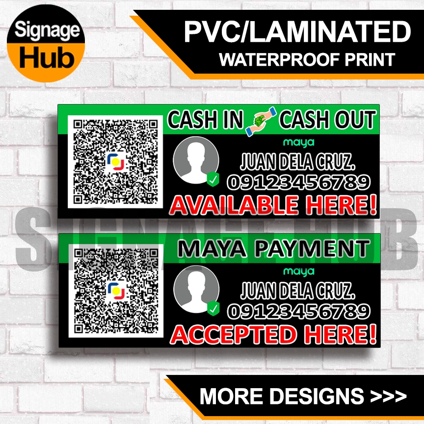 MAYA CASH IN CASH OUT or MAYA PAYMENT Half Signages | Scan to Pay QR ...