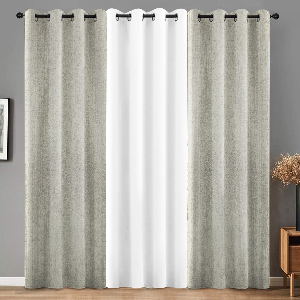 Curtain KT014 Printed Simple Plain Design Curtain with Rings for Home ...