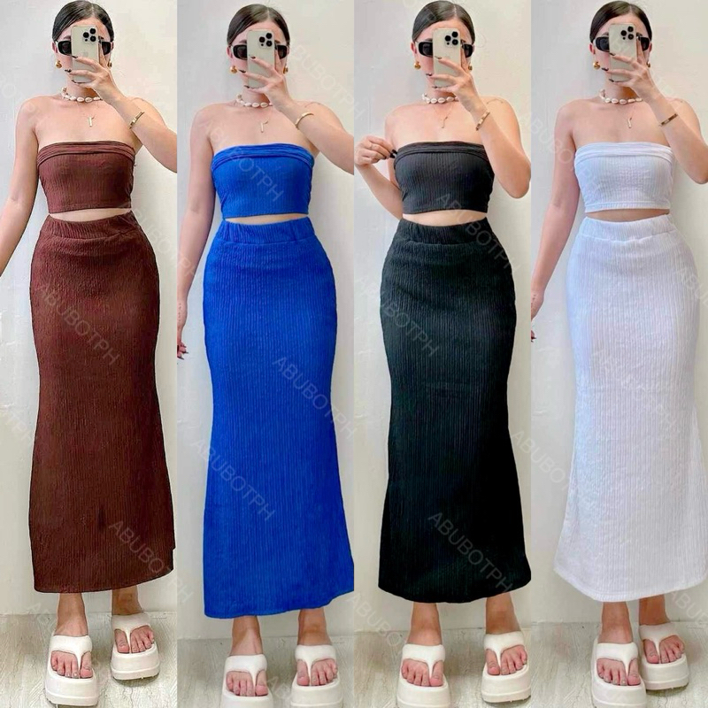 BINI TERNO COORDINATES Tube Top and Maxi Mermaid Skirt | Shopee Philippines
