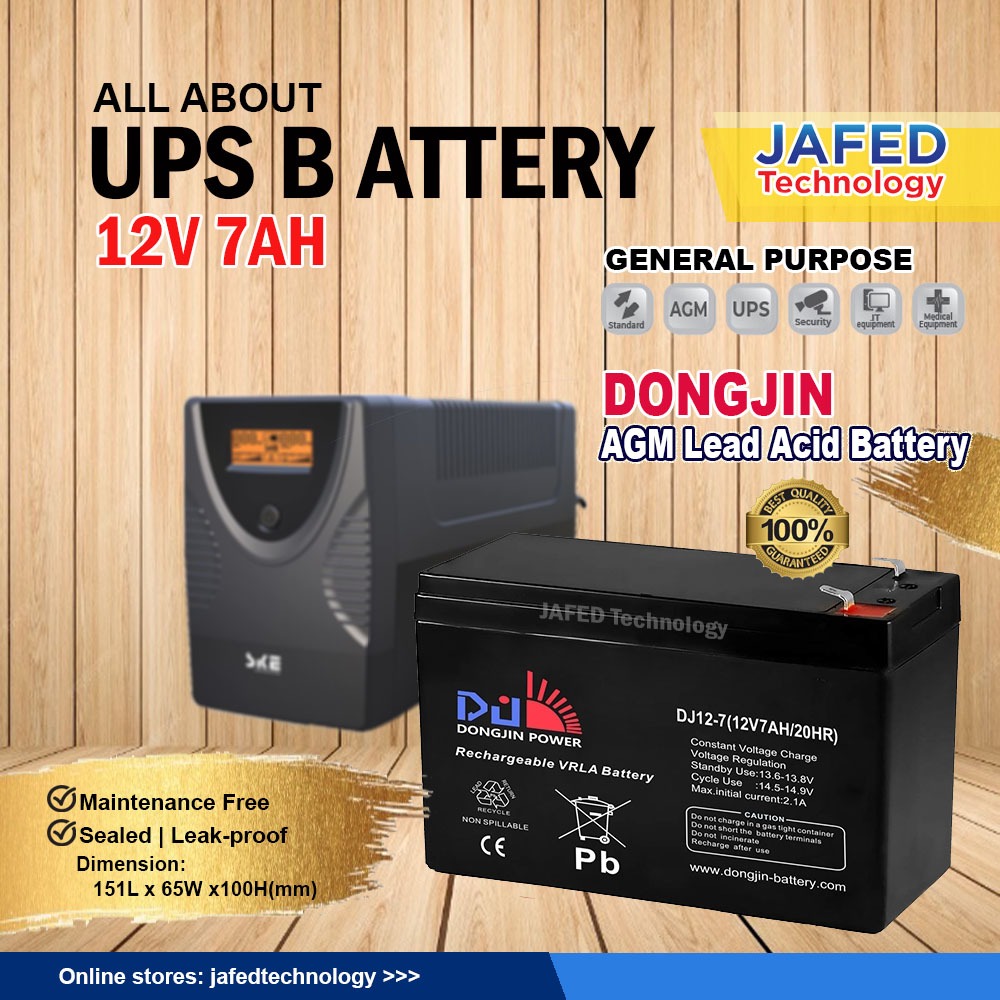 Jafed Dongjin 7ah 12v Ups Solar Toycar Wheelchair Rechargeable Agm Deep Cycle Lead Acid Battery 5068