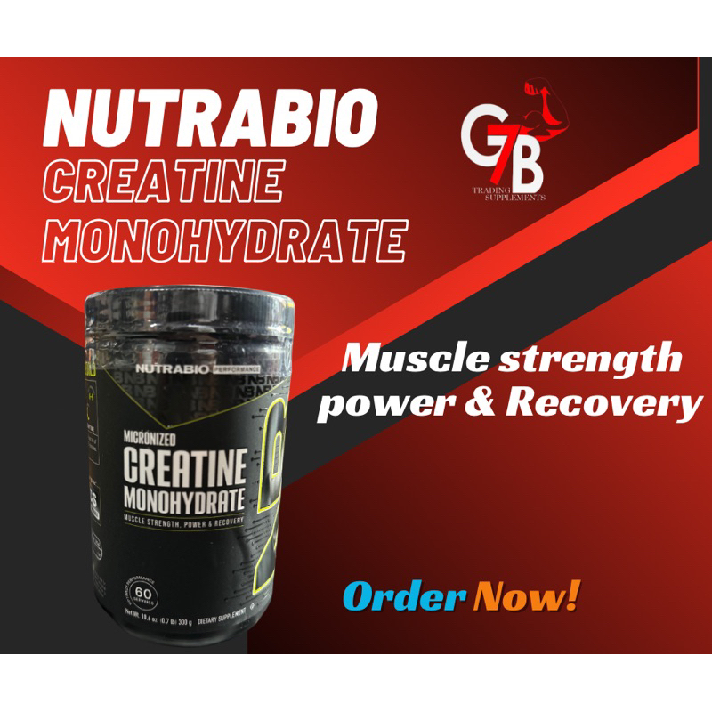 Creatine monohydrate Nutrabio 60 servings Miscle strength Muscle ...