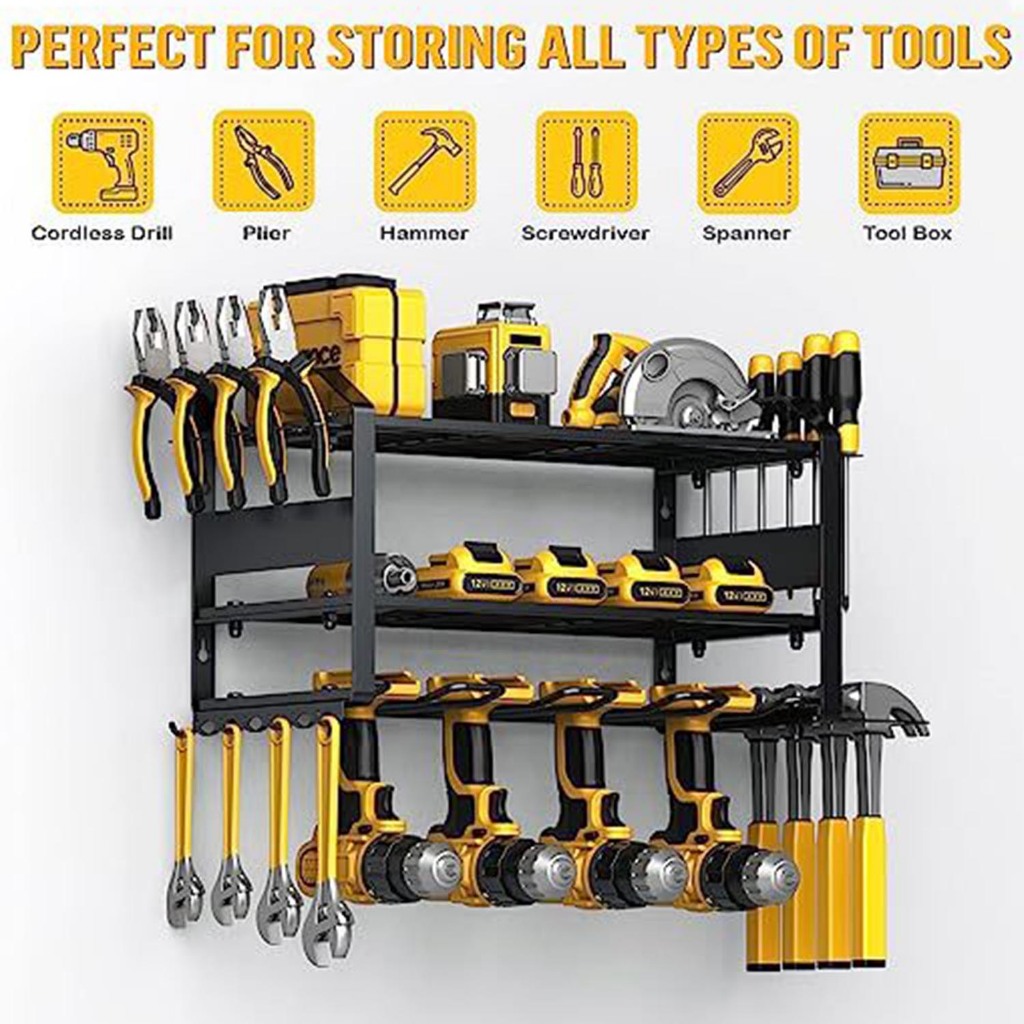 Power Tool Organizer Wall Mounted Garage Tool Driller Rack Heavy Duty ...