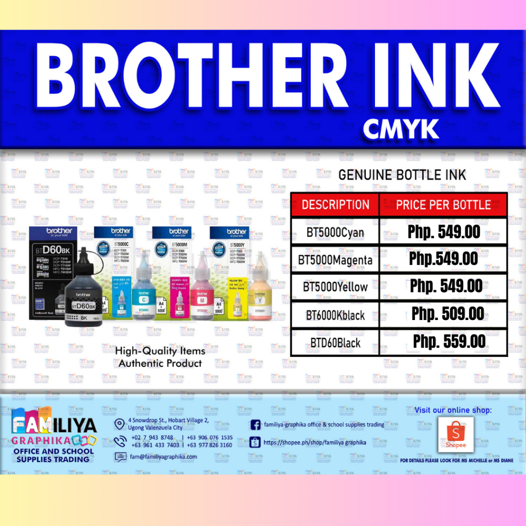 BROTHER INK CMYK (GENUINE INK) | Shopee Philippines