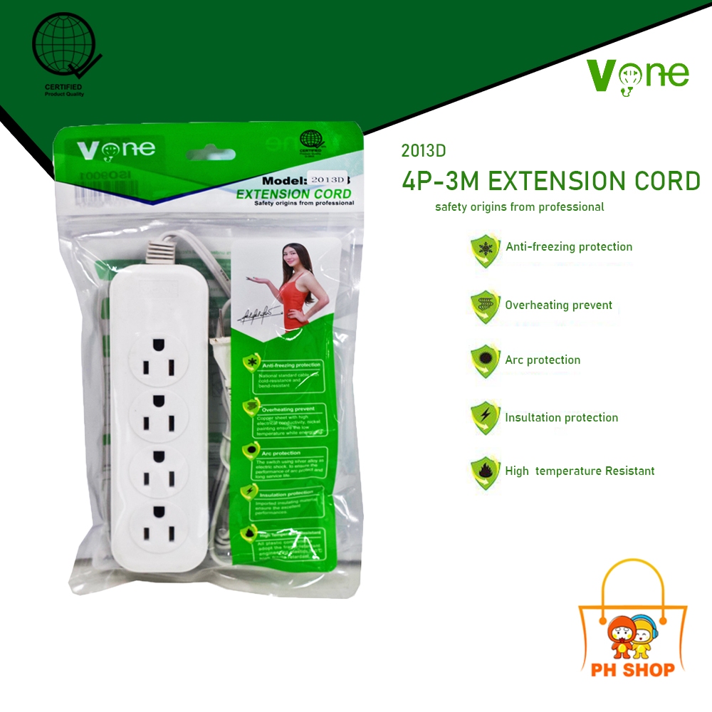 PHSHOP Vone EXTENSION CORD V2013D-4P-3M | Shopee Philippines