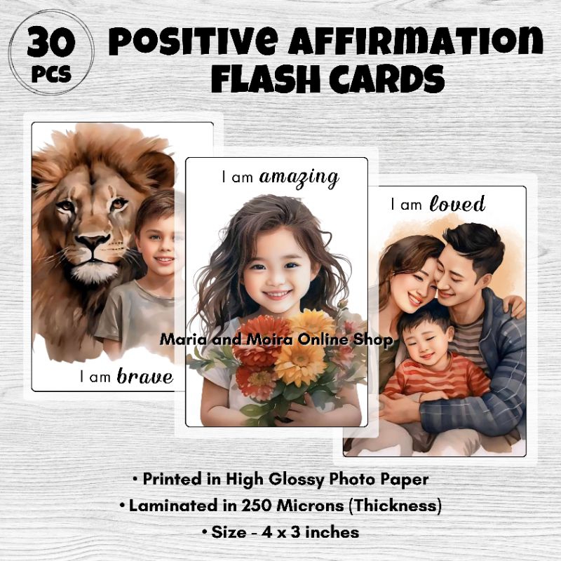 POSITIVE AFFIRMATION FLASH CARDS, Laminated Educational Flash Cards ...