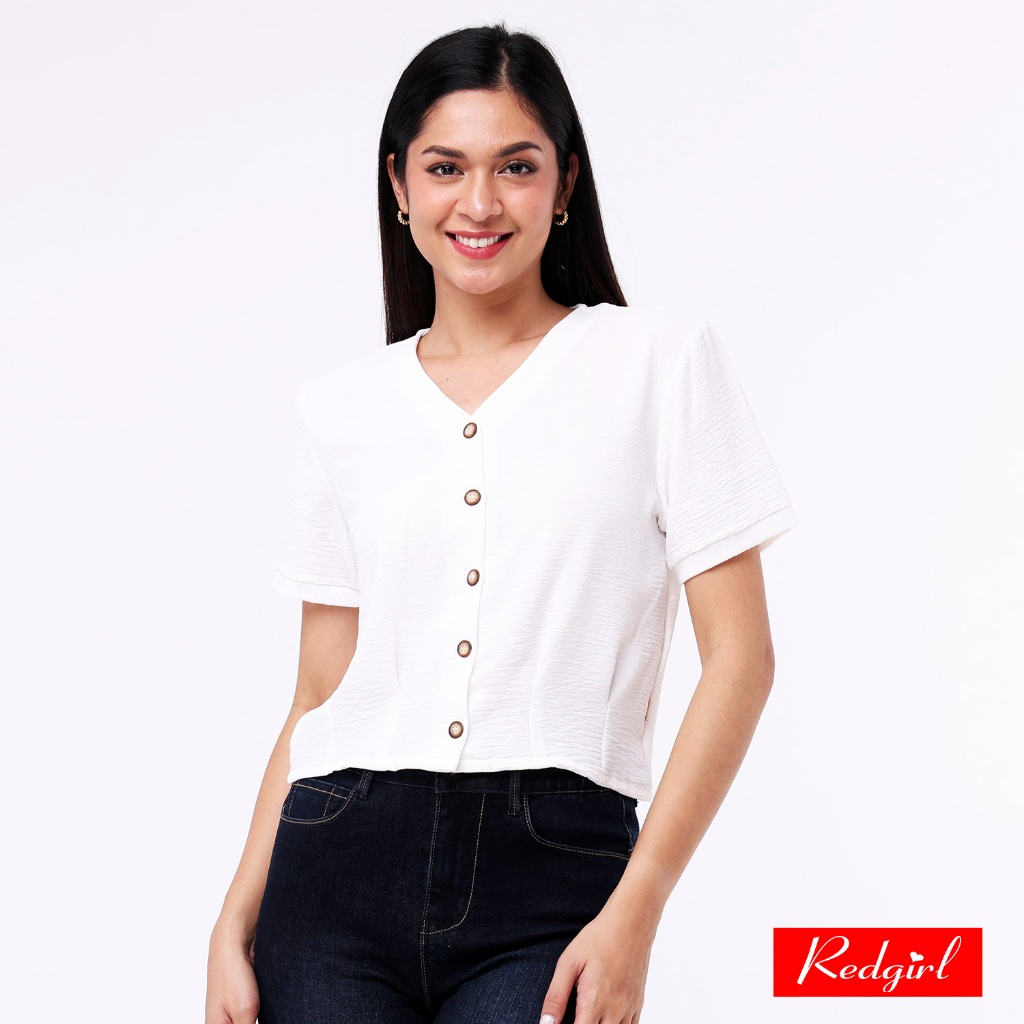 Stylish Sisters Short-sleeved Cardigan-style Blouse - Red