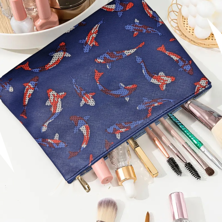 Koi Fish Seaweed Print Leather Coin Purse Mini Pouch Exquisite Wallets ...