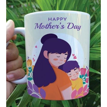 Mother's Day cartoon design white mug (SON/DAUGHTER DESIGN