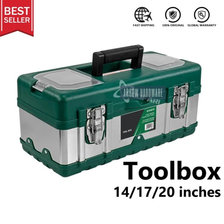 14/17/19 Inch Tool Box Suitcase Stainless Steel Toolbox Multifunctional ...