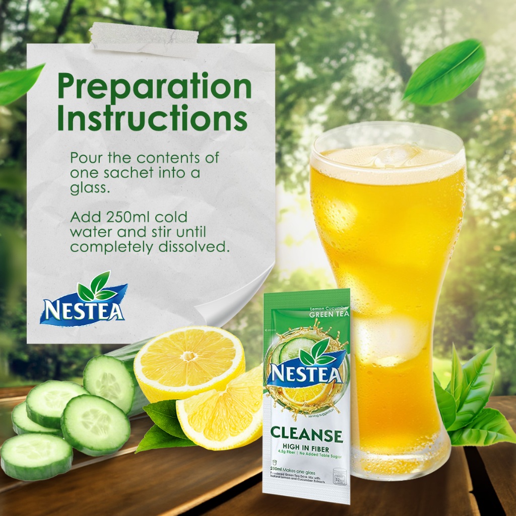 NESTEA Cleanse Lemon Cucumber Powdered Green Tea High in Fiber 250ml ...