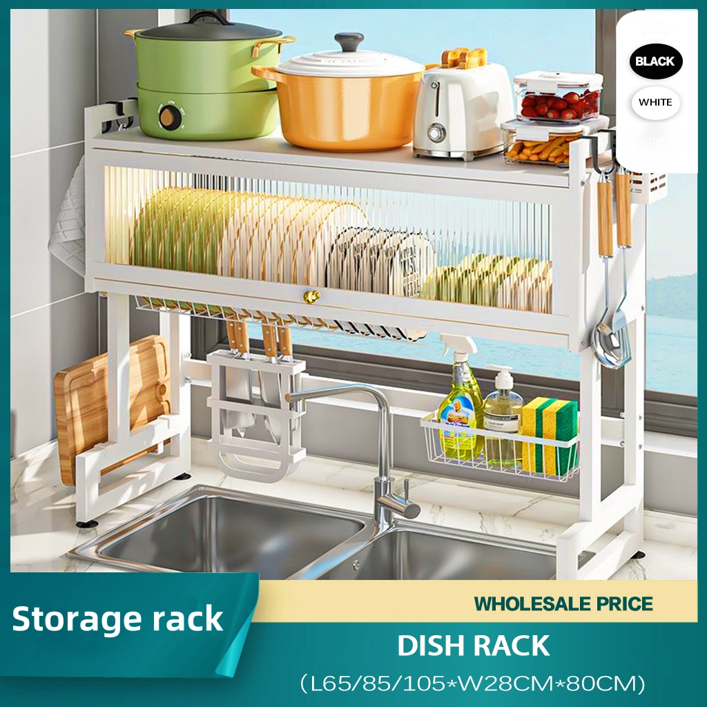 Dish rack with cover dish cabinet kitchen organizer plate organizer ...