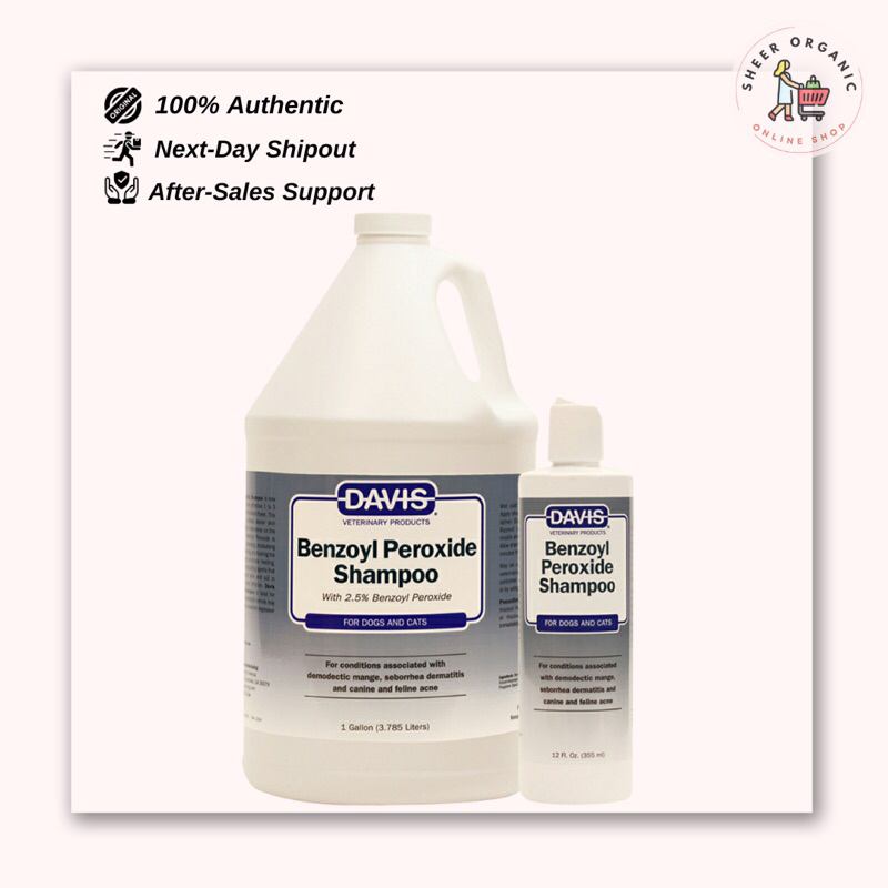 Davis Benzoyl Peroxide Dog & Cat Shampoo for Mange, Seborrhea