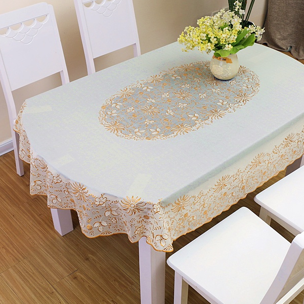 8/10/12 Seater Tablecloth Table Waterproof Gold/ Silvery Oval table cover Rectangle PVC Table