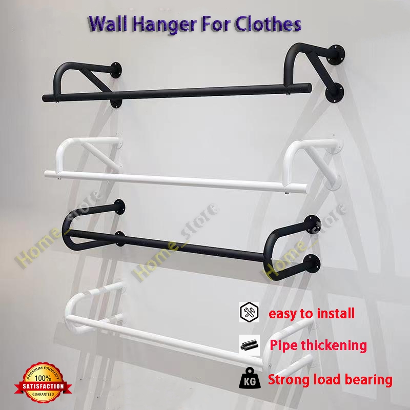 【24h Ship】Metal Clothes Rack Wall-Mounted Hanger Clothing Storage ...