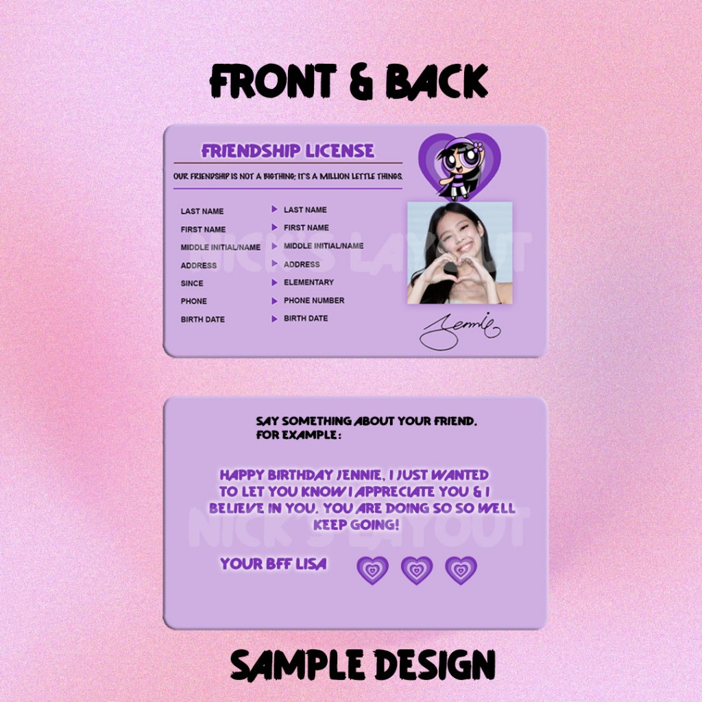 Friendship License Card | BACK TO BACK ID CARD | Shopee Philippines