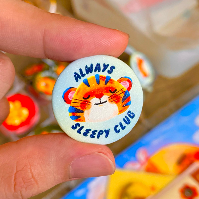 SLEEPY TIGER BUTTON PIN | Sid's Space | Shopee Philippines