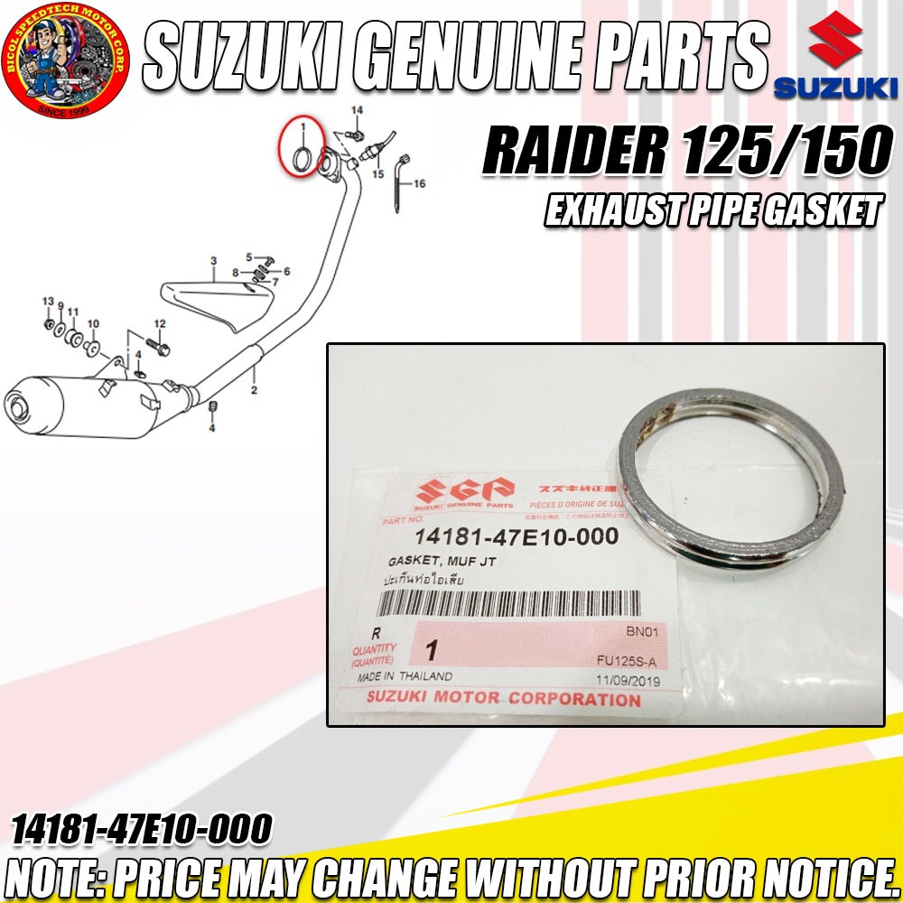 EXHAUST GASKET Suzuki Raider 125 150 Carb and FI GSXS150 GSXR150 (SGP