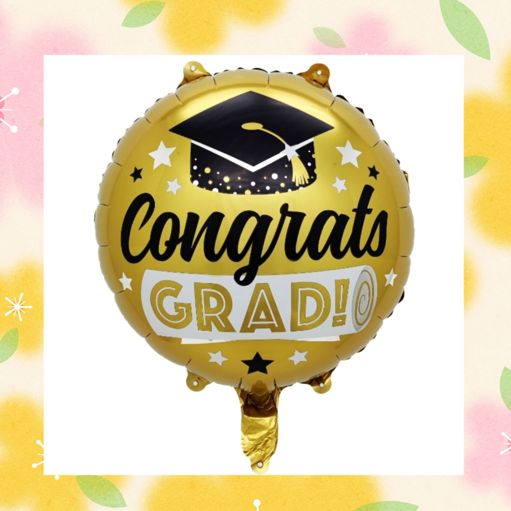 18 inches Round Graduation theme Gold Hat Congrats Grad party ...
