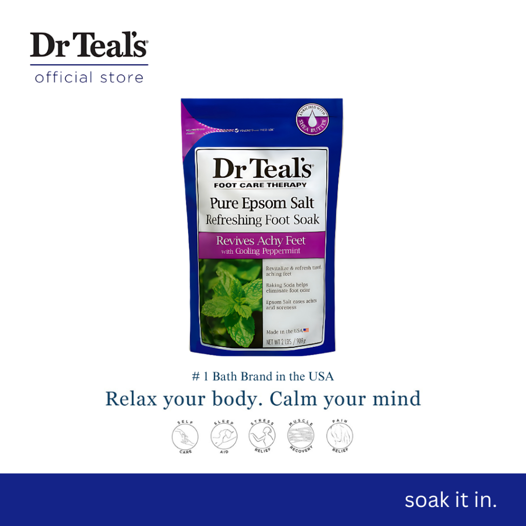 Dr Teal S Pure Epsom Salt Foot Soak With Cooling Peppermint 2 Lbs Shopee Philippines