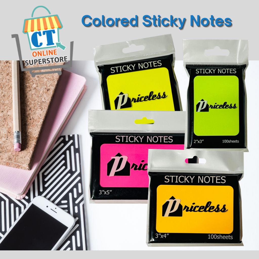 CTSUPERSTORE Colored Sticky Notes 100shts/pd | Shopee Philippines