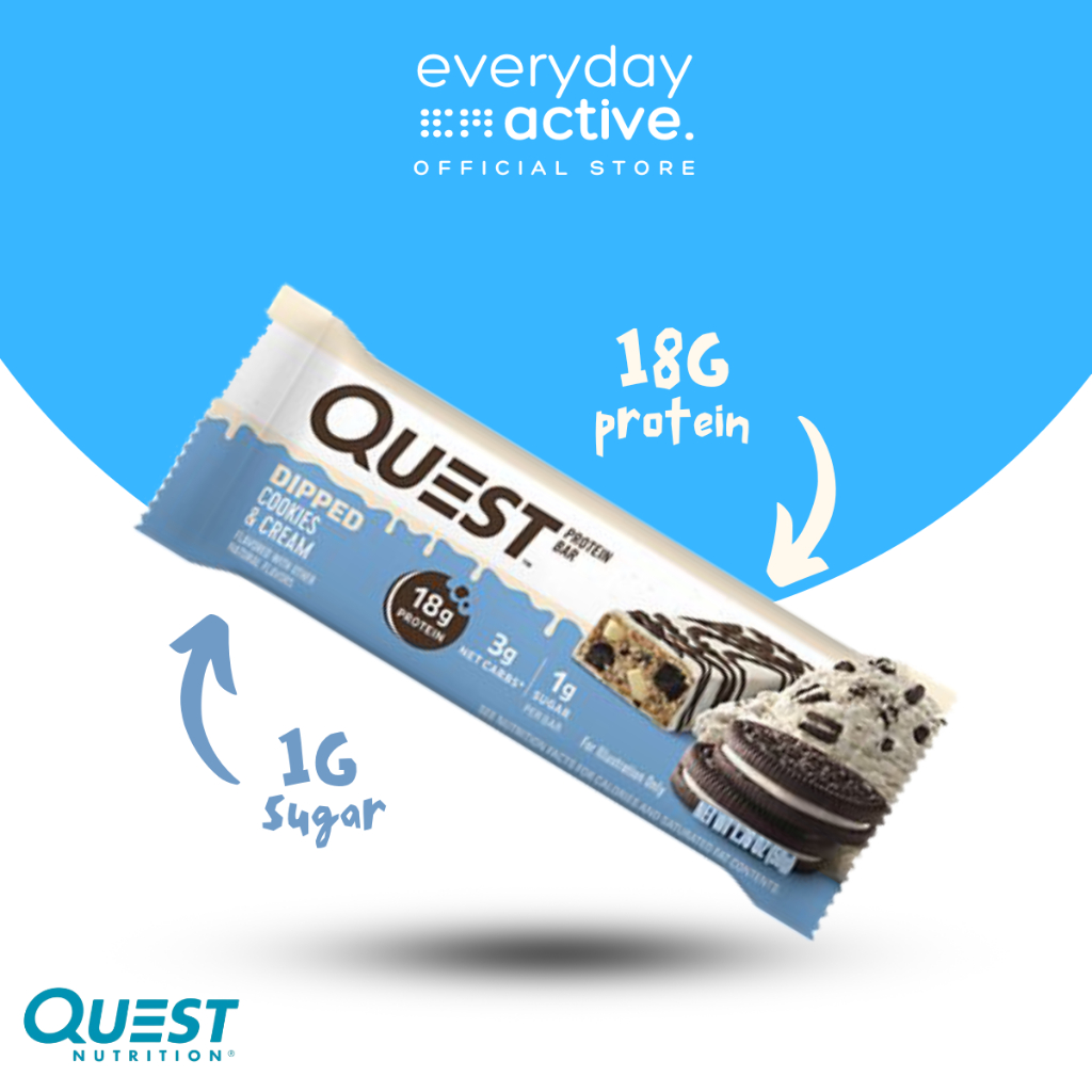 Quest Nutrition Protein Bar - Dipped Cookies and Cream Gluten-Free Low ...