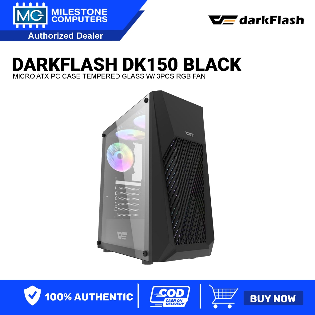 Darkflash DK150 Black with 3pcs RGB Fan MidTower ATX Gaming Case