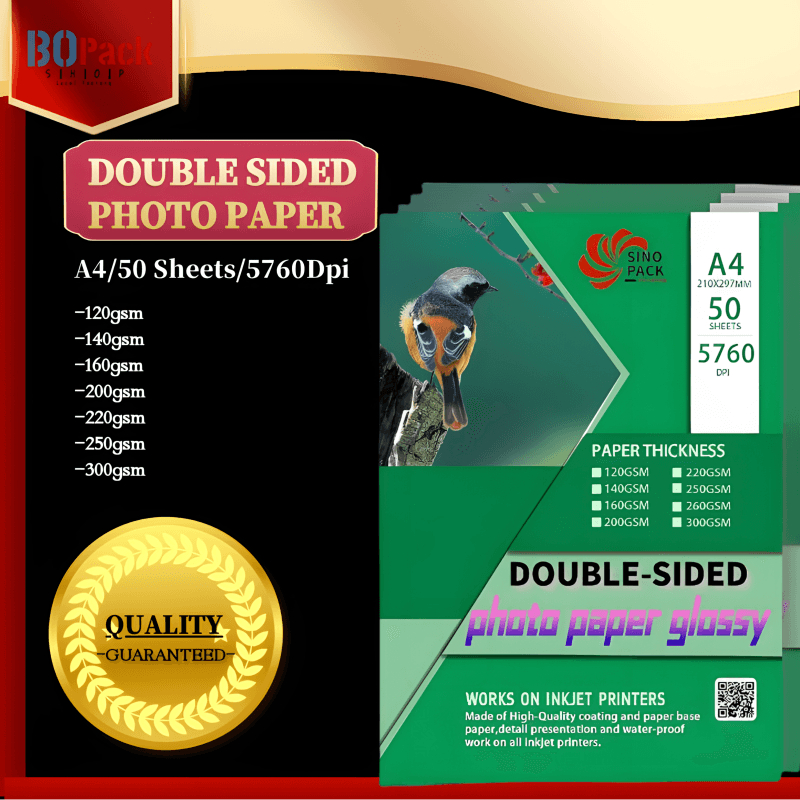Sinopack photo paper double sided glossy a4 size 50 sheets shopee
