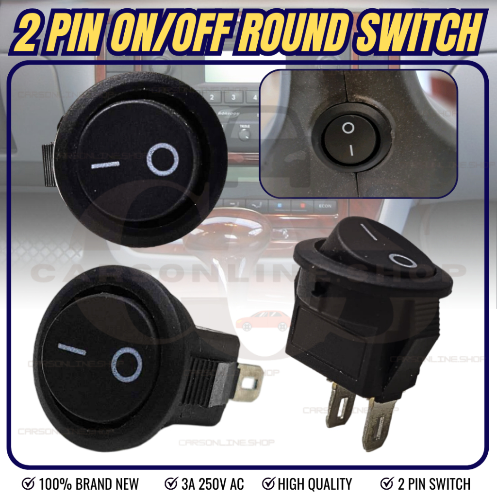 COS (4689) 2 Pin On Off Round Auto Rocker Switch 3A 250V AC/ 6A 125V AC ...