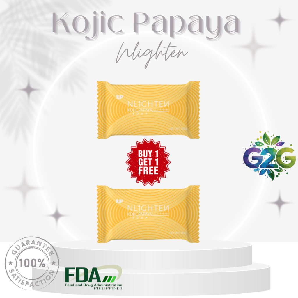 nlighten kojic papaya with glutathione SOAP (3-n-1) Kojic + + Soap. Bes Triple whitening effect.  Kojic- Treatment for dark spots, acne & freckles  Papaya- Not just for whitening but also has REVIEW: NLIGHTEN Kojic Papaya with