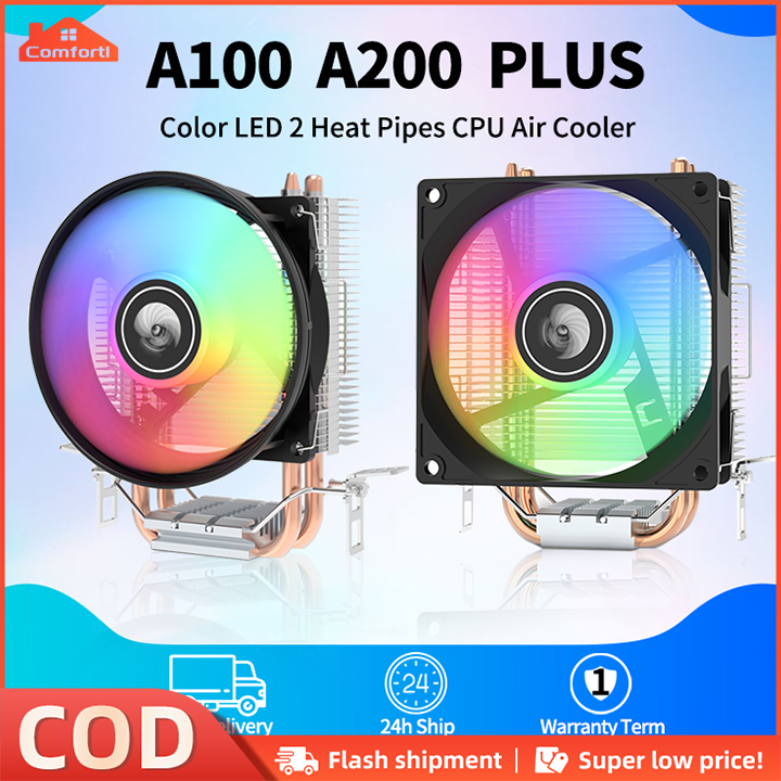 TJ A100 PLUS A200 PLUS CPU Air Cooler Color LED 90mm CPU Fan 2 Heat ...