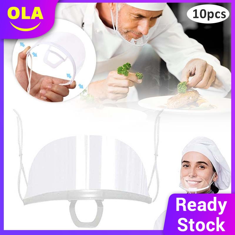 10Pcs Food Clear Mouth Mask Cooking Guard Reusable Face Shield ...