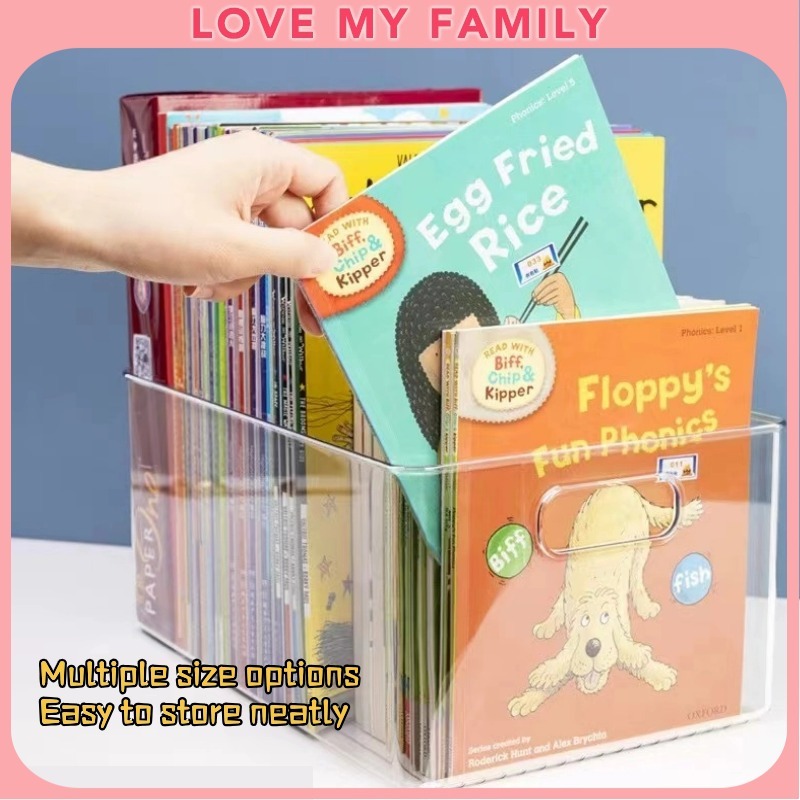 Book Organizer Box Transparent Desk Book Storage Box Table Shelf ...