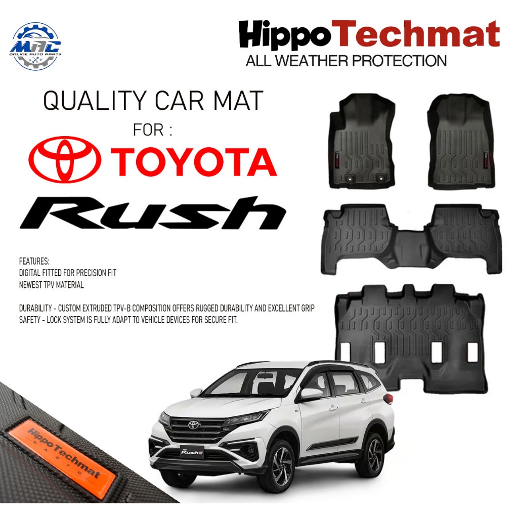 HIPPO TECHMAT for Toyota RUSH E G GRS 2018 to 2024 Deep Dish matting ...