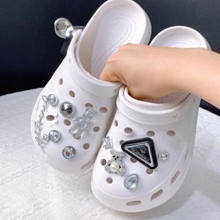 Black Crocs for Women with Design Jibbitz Diamond Bear Jibbits Crocs ...