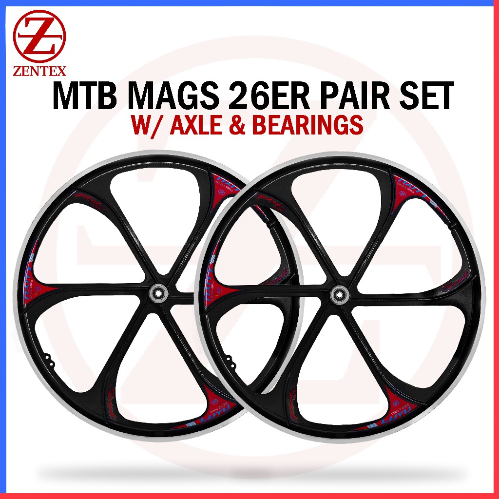 MAGS FOR 26 ER MOUNTAIN BIKE WITH AXLE AND BEARINGS PAIR SET COMPLETE ...