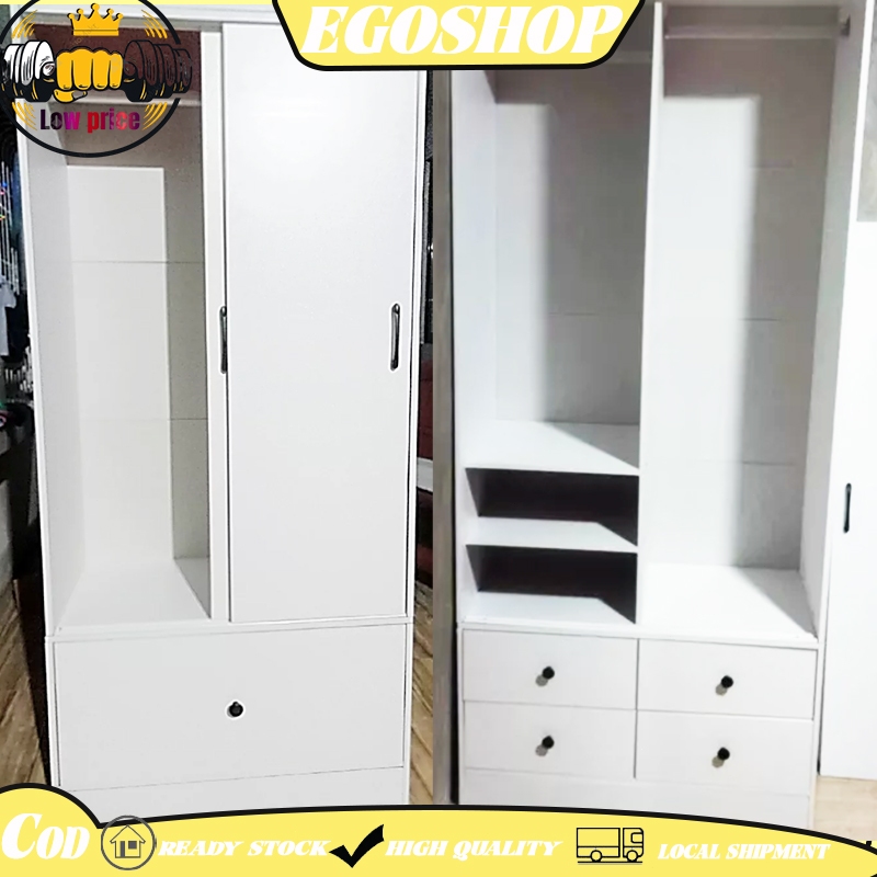 [COD]minimalist sliding door wardrobe White with drawers clothes ...