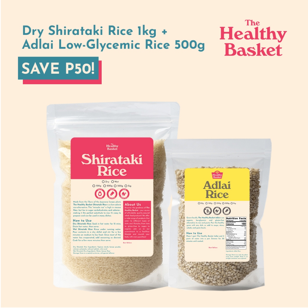 Healthy Basket Dry / Dried Shirataki Rice 1kg + Adlai Low-Glycemic Rice ...