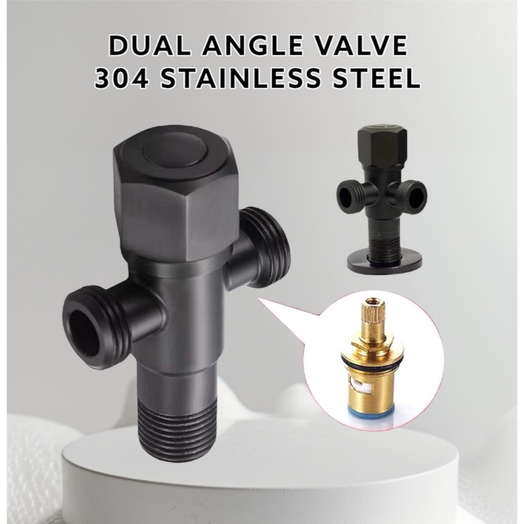 Sus 304 Stainless Steel Matte Black Two Way Angle Valve 1212 Shopee Philippines 0942