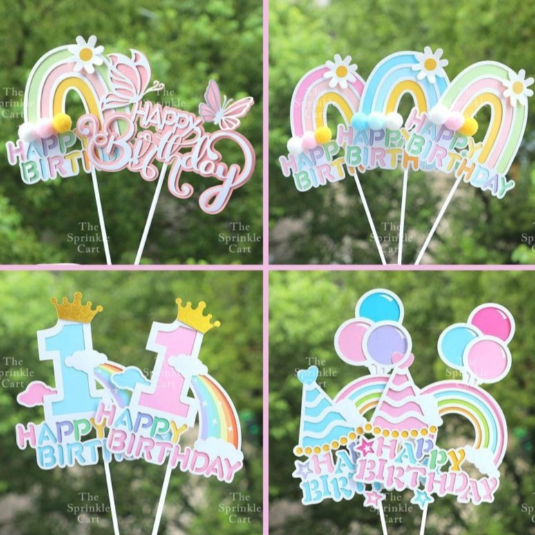 Happy Birthday Cake Topper Rainbow Cloud Colorful Cute Birthday Topper ...