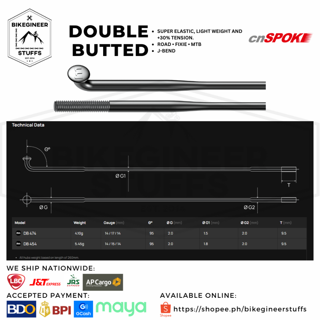 CN Double Butted Spokes (No Nipple, Spoke Only)/Price is per piece ...