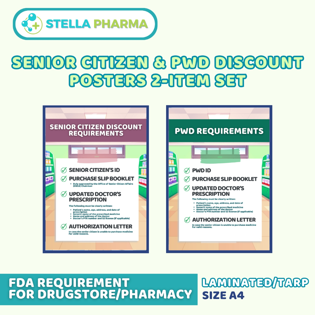 Senior Citizen & PWD Discount Posters 2-Item Set - FDA Requirement ...